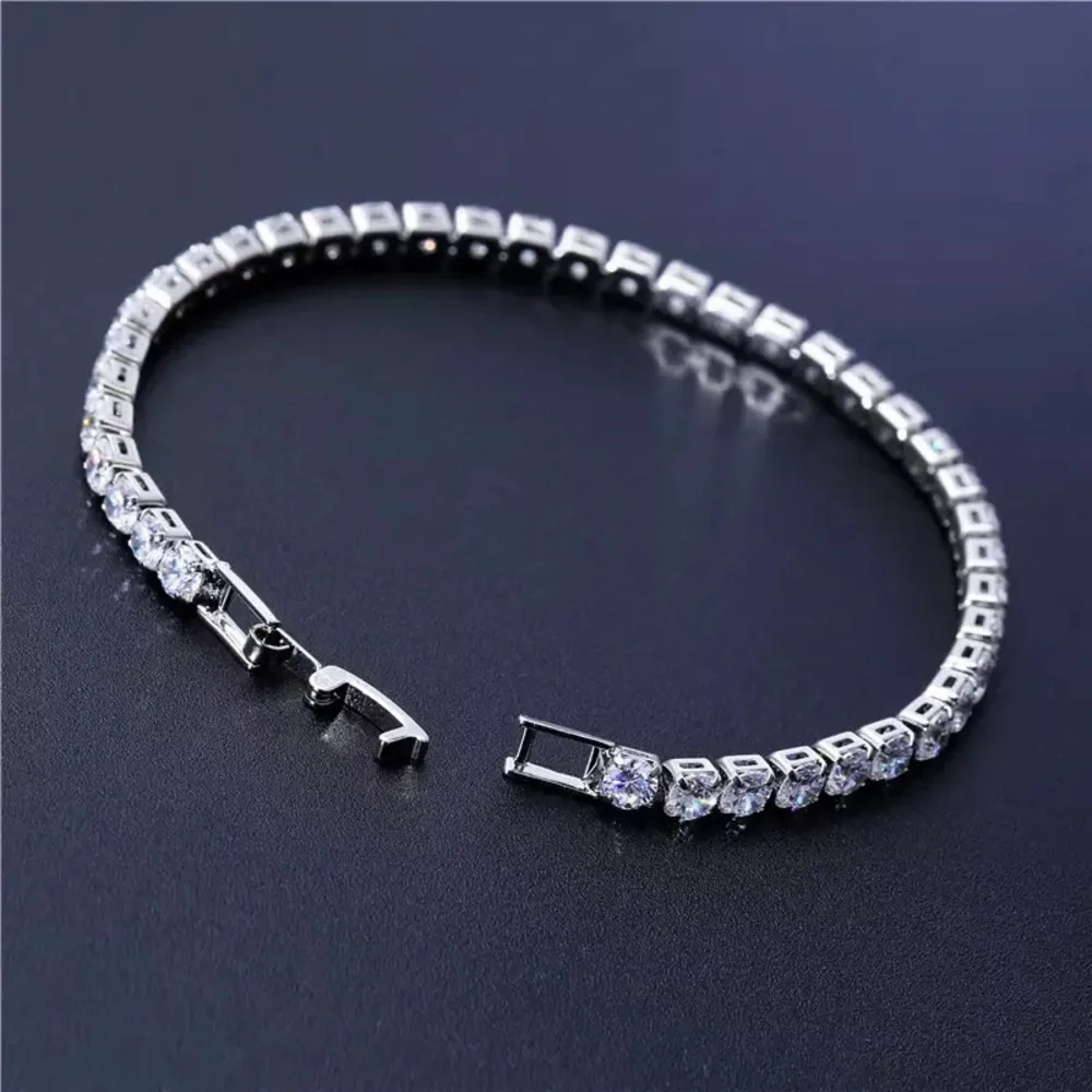 3-5mm Silver Full Drill Fine Tennis Bracelet